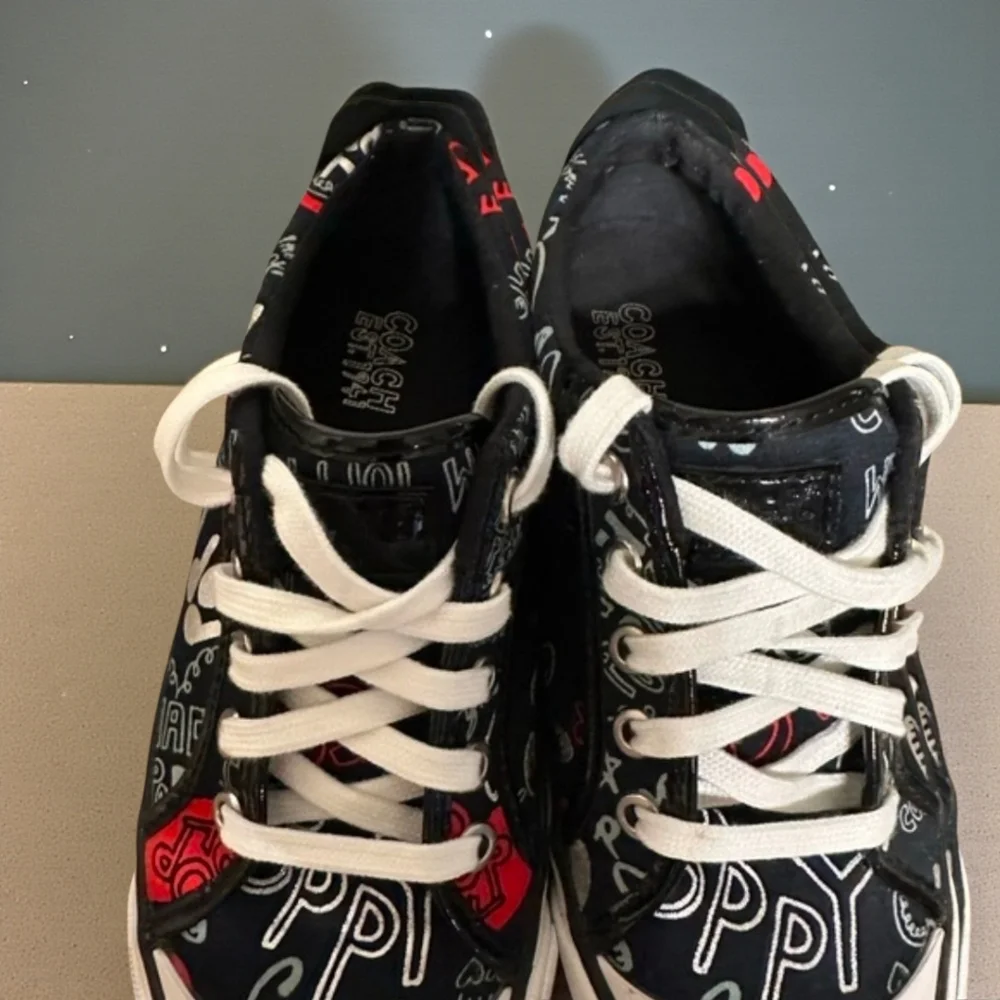 Coach Poppy Black, White and Red Sneakers W-6 EUC - Picture 3 of 12